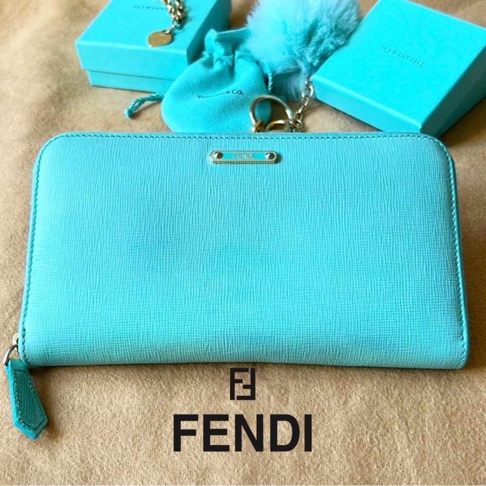 Fendi Zip-Around Wallet in Tiffany Blue